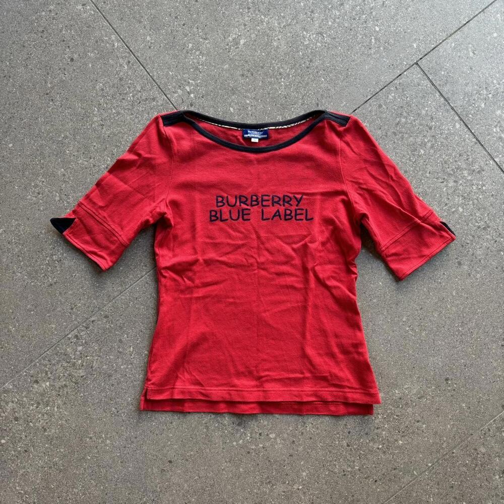 Burberry Red Quarter Sleeve Top